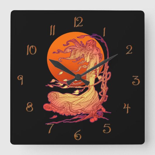 Oktober Wind Vierkante Klok (Voorkant)