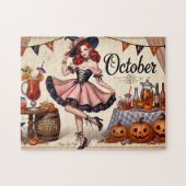 Oktober Witchy Pin-Up Delight Legpuzzel (Horizontaal)
