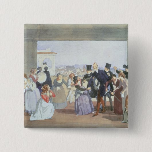 Oktoberfeest in Rome, 1842 Vierkante Button 5,1 Cm (Voorkant)