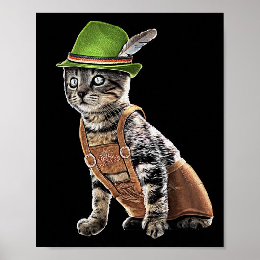 Oktoberfeest Kat Beierse Lederhosen Kostuum Alpi Poster (Voorkant)