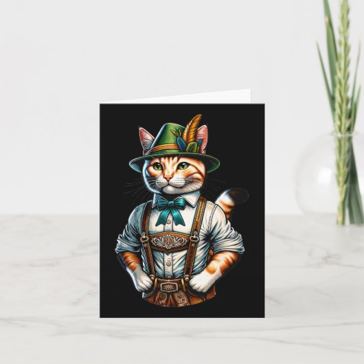 Oktoberfeest Kat Grappig Duits Beiers Lederhosen Kaart (Voorkant)