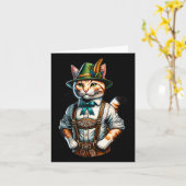 Oktoberfeest Kat Grappig Duits Beiers Lederhosen Kaart (Gele Bloem)