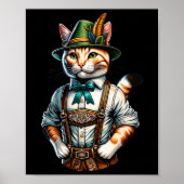 Oktoberfeest Kat Grappig Duits Beiers Lederhosen Poster (Voorkant)