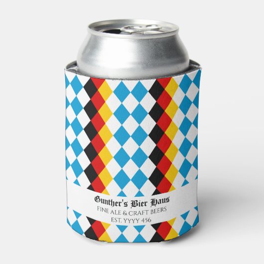 Oktoberfest Aangepast Blauw Zwart Rood Geel Blikjeskoeler (Blikje Voorkant)