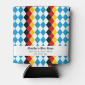 Oktoberfest Aangepast Blauw Zwart Rood Geel Blikjeskoeler (Voorkant)