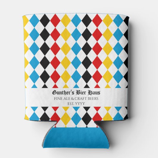 Oktoberfest aangepaste tekst Blauw zwart rood geel Blikjeskoeler (Achterkant)