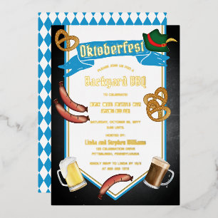 Oktoberfest Bavarian Beer Backyard BBQ Party Folie Uitnodiging