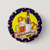 Oktoberfest Beer And Pretzels  Ronde Button 5,7 Cm (Voorkant)