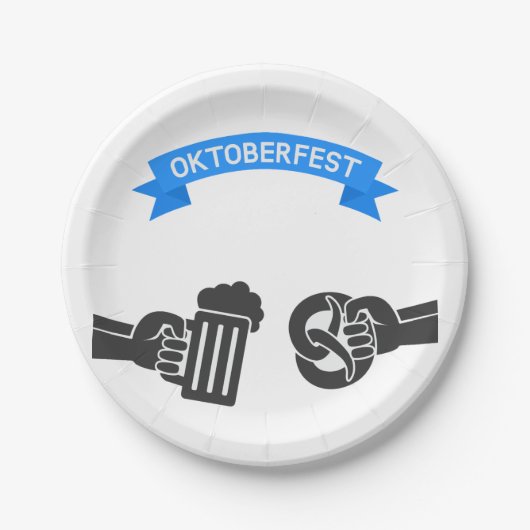 Oktoberfest Beer en Pretzel Papieren Bordje (Voorkant)