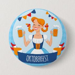 Oktoberfest Beer Girl-Button Ronde Button 7,6 Cm