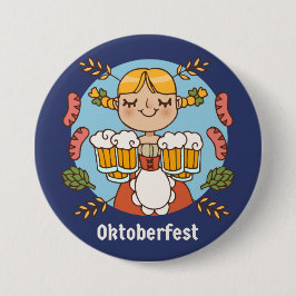 Oktoberfest Beer Girl-Button Ronde Button 7,6 Cm