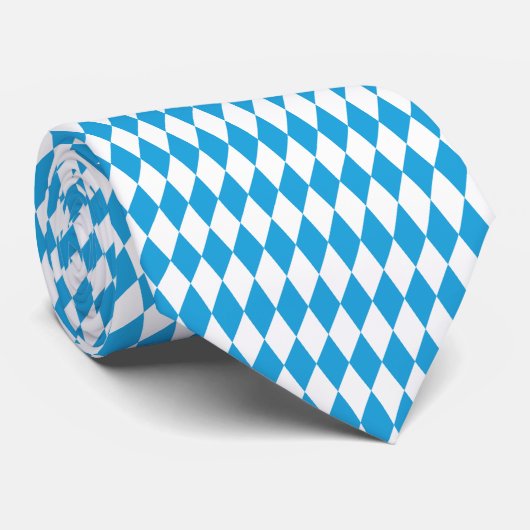 Oktoberfest Beiers blauw en wit klein diagonaal Stropdas (Opgerold)