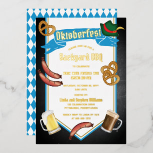 Oktoberfest Beierse Bier Achtertuin BBQ Feest Folie Uitnodiging