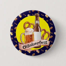 Oktoberfest Bier En Pretzels Ronde Button 5,7 Cm