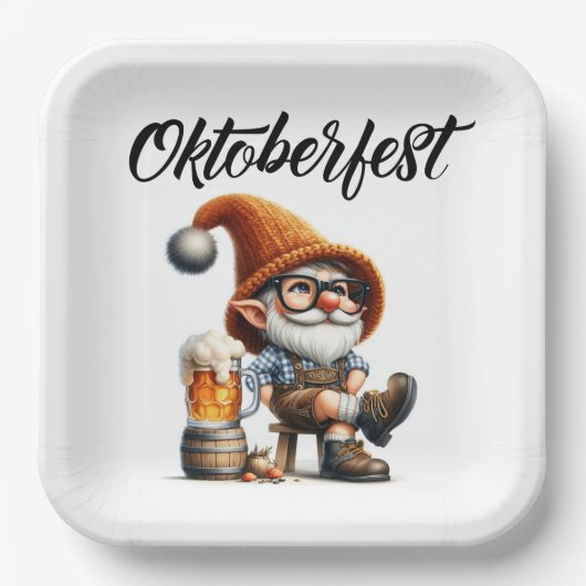 Oktoberfest Bier Kabouter Papieren Bordje (Voorkant)