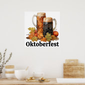Oktoberfest Bier Mokken Art Poster (Keuken)