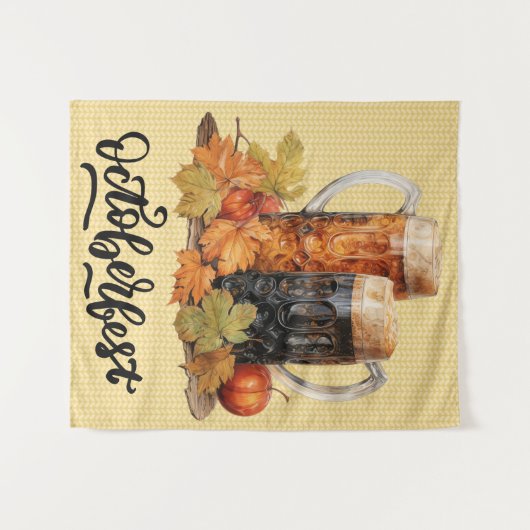 Oktoberfest Bier Mokken Tapestry Wandkleed (Voorkant (horizontaal))