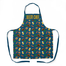 Oktoberfest Bier, Pretzel & Sausage Pattern Schort