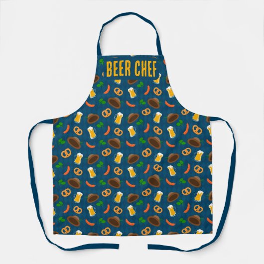 Oktoberfest Bier, Pretzel & Sausage Pattern Schort (Voorkant)