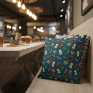 Oktoberfest Bier, Pretzel & Worst Patroon Gooi Kussen