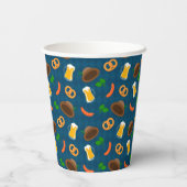 Oktoberfest Bier, Pretzel & Worst Patroon Papier Papieren Bekers (Achterkant)
