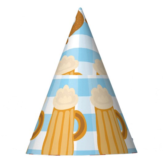 Oktoberfest: bier, pretzel, worstpatroon feesthoedjes (Voorkant)