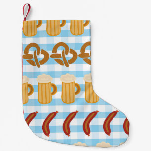 Oktoberfest: bier, pretzel, worstpatroon kleine kerstsok