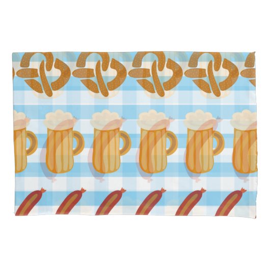 Oktoberfest: bier, pretzel, worstpatroon kussensloop (Voorkant)