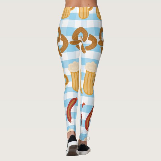 Oktoberfest: bier, pretzel, worstpatroon leggings (Achterkant)