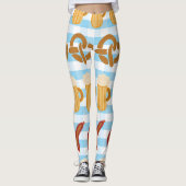 Oktoberfest: bier, pretzel, worstpatroon leggings (Voorkant)