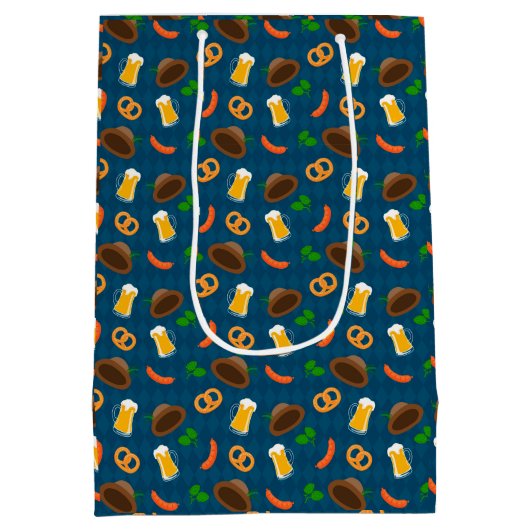 Oktoberfest Bier, Pretzel & worstpatroon Medium Cadeauzakje (Achterkant)