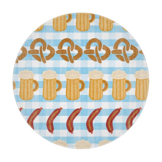 Oktoberfest: bier, pretzel, worstpatroon snijplank (Voorkant)