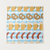 Oktoberfest: bier, pretzel, worstpatroon wandkleed (Voorkant)