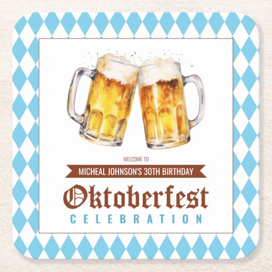 Oktoberfest bier verjaardagsfeestje kartonnen onderzetters (Voorkant)