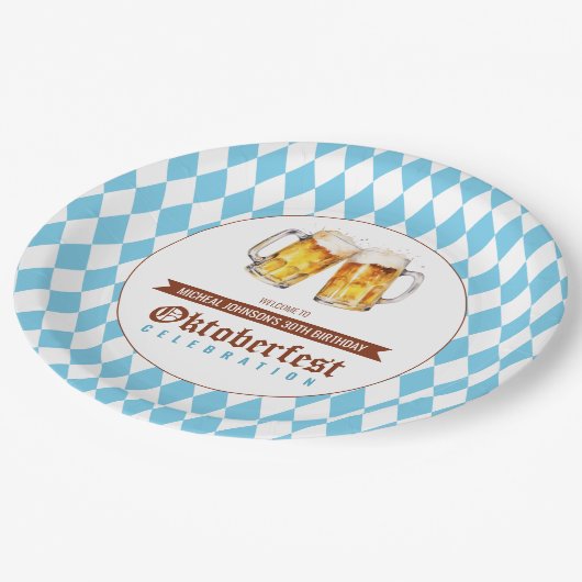 Oktoberfest bier verjaardagsfeestje papieren bordje (Gekanteld)