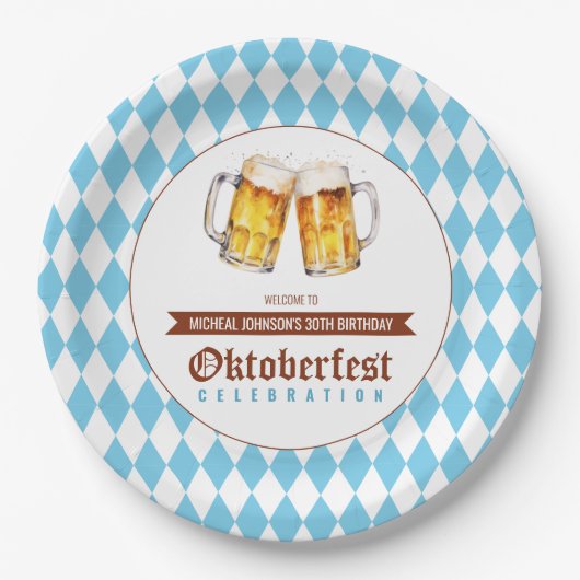 Oktoberfest bier verjaardagsfeestje papieren bordje (Voorkant)