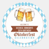 Oktoberfest bier verjaardagsfeestje ronde sticker (Voorkant)