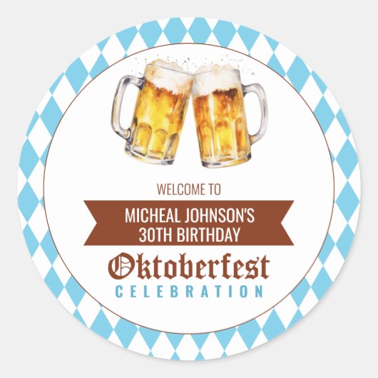 Oktoberfest bier verjaardagsfeestje ronde sticker (Voorkant)