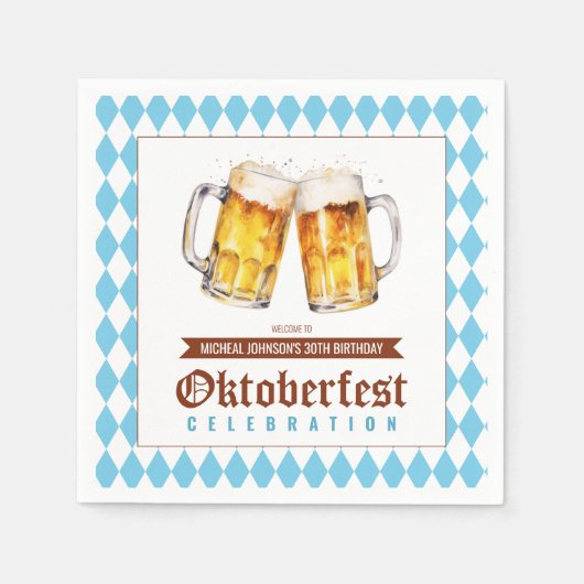 Oktoberfest bier verjaardagsfeestje servet (Voorkant)