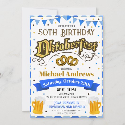 Oktoberfest bier verjaardagsfeestje uitnodigen kaart (Voorkant)