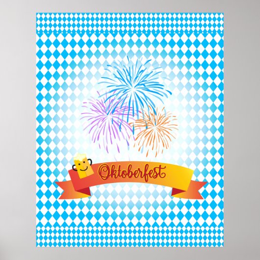 OKTOBERFEST bierfestival decoratie Blauw patroon (Voorkant)