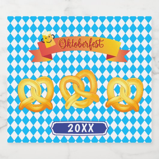 OKTOBERFEST bierfestival decoratie Blauw patroon Bier Etiket (Enkel label)