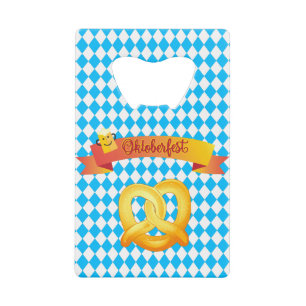 OKTOBERFEST bierfestival decoratie Blauw patroon Creditkaart Flessenopener