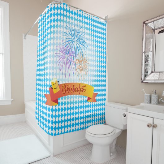 OKTOBERFEST bierfestival decoratie Blauw patroon Douchegordijn (In situ)