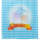 OKTOBERFEST bierfestival decoratie Blauw patroon Douchegordijn (Voorkant)
