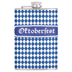 OKTOBERFEST bierfestival decoratie Blauw patroon Heupfles