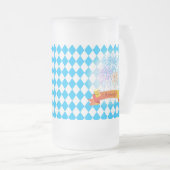 OKTOBERFEST bierfestival decoratie Blauw patroon Matglas Bierpul (Voorkant rechts)