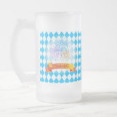 OKTOBERFEST bierfestival decoratie Blauw patroon Matglas Bierpul (Links)