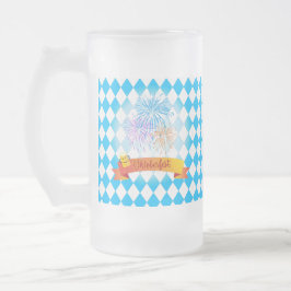 OKTOBERFEST bierfestival decoratie Blauw patroon Matglas Bierpul