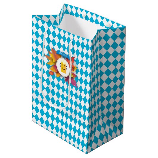 OKTOBERFEST bierfestival decoratie Blauw patroon Medium Cadeauzakje (Voorkant Gekanteld)
